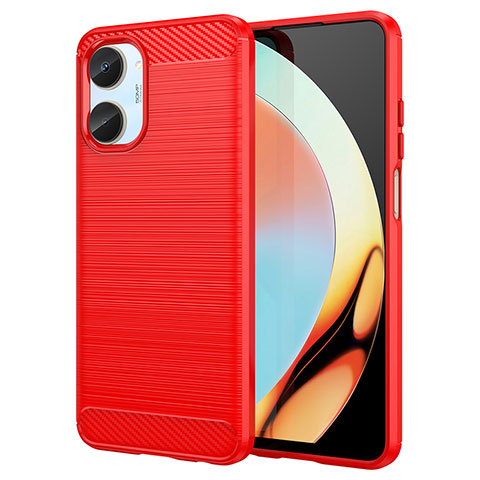 Coque Silicone Housse Etui Gel Line pour Realme 10 4G Rouge