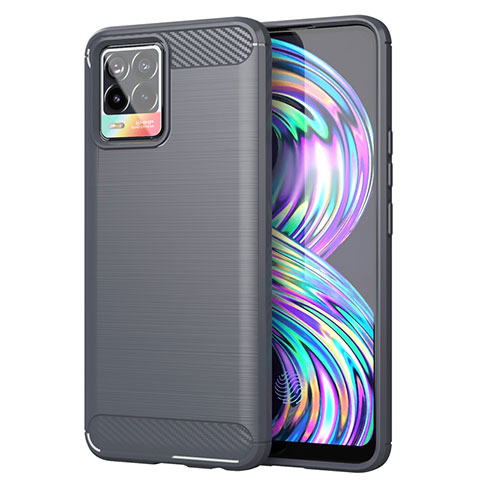 Coque Silicone Housse Etui Gel Line pour Realme 8 4G Gris