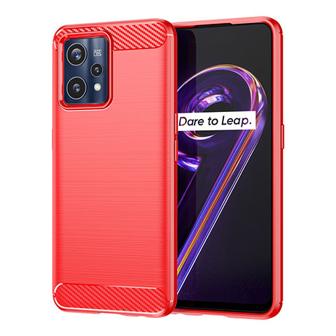 Coque Silicone Housse Etui Gel Line pour Realme 9 4G Rouge