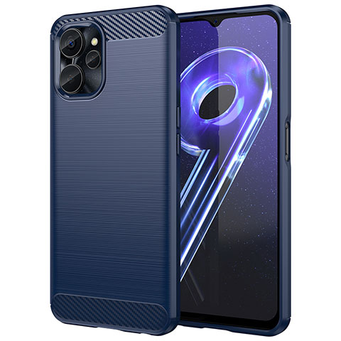 Coque Silicone Housse Etui Gel Line pour Realme 9i 5G Bleu