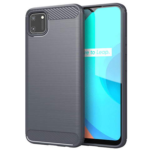 Coque Silicone Housse Etui Gel Line pour Realme C11 Gris