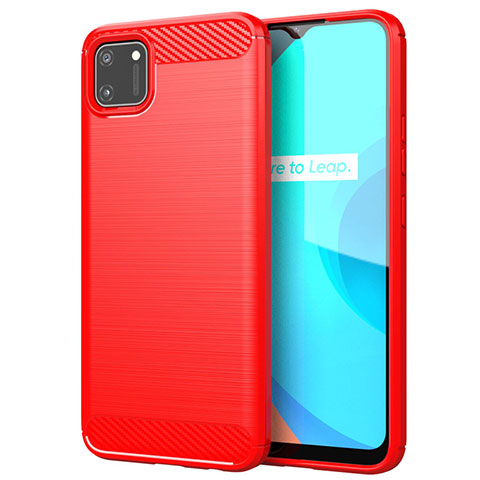 Coque Silicone Housse Etui Gel Line pour Realme C11 Rouge