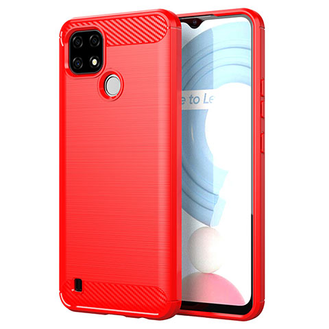 Coque Silicone Housse Etui Gel Line pour Realme C21 Rouge