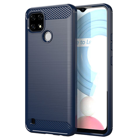 Coque Silicone Housse Etui Gel Line pour Realme C25Y Bleu