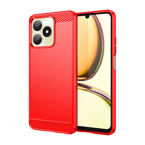 Coque Silicone Housse Etui Gel Line pour Realme C51 Rouge