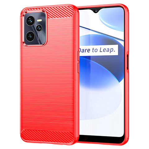 Coque Silicone Housse Etui Gel Line pour Realme Narzo 50A Prime Rouge