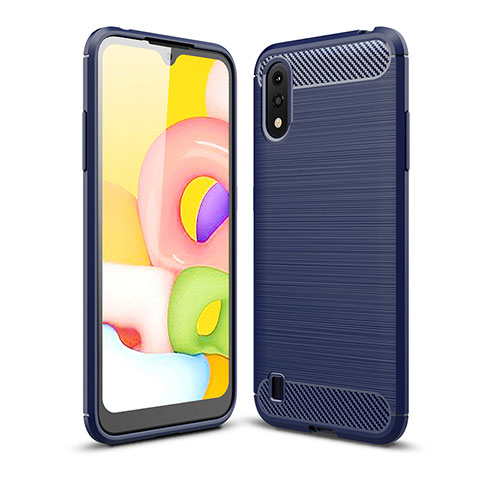 Coque Silicone Housse Etui Gel Line pour Samsung Galaxy A01 SM-A015 Bleu