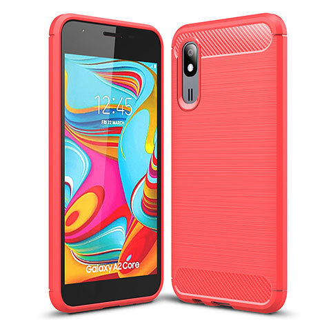 Coque Silicone Housse Etui Gel Line pour Samsung Galaxy A2 Core A260F A260G Rouge