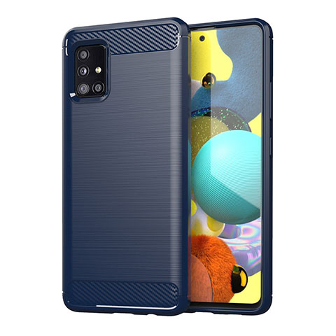 Coque Silicone Housse Etui Gel Line pour Samsung Galaxy A51 4G Bleu