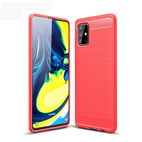 Coque Silicone Housse Etui Gel Line pour Samsung Galaxy A71 5G Rouge