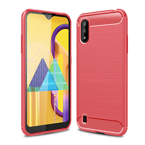 Coque Silicone Housse Etui Gel Line pour Samsung Galaxy M01 Rouge