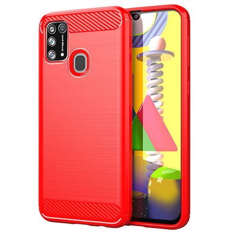 Coque Silicone Housse Etui Gel Line pour Samsung Galaxy M21s Rouge