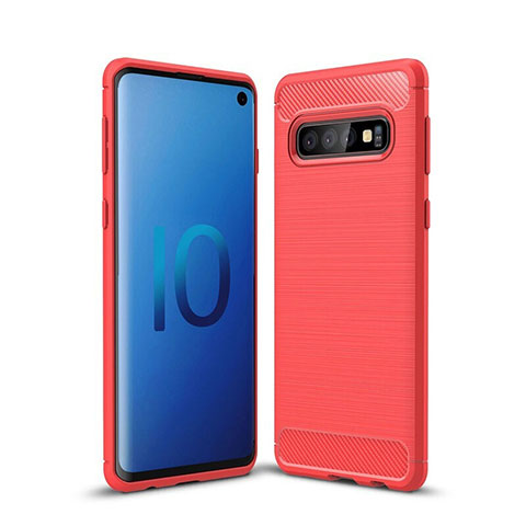 Coque Silicone Housse Etui Gel Line pour Samsung Galaxy S10 5G Rouge