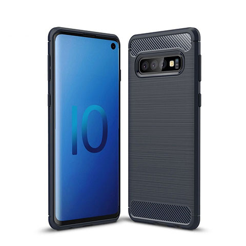 Coque Silicone Housse Etui Gel Line pour Samsung Galaxy S10 Bleu