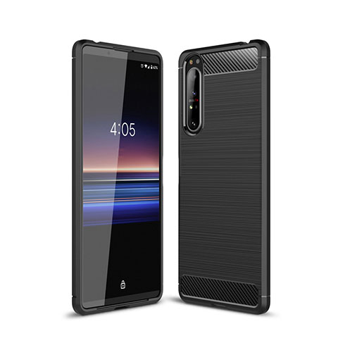 Coque Silicone Housse Etui Gel Line pour Sony Xperia 1 II Noir