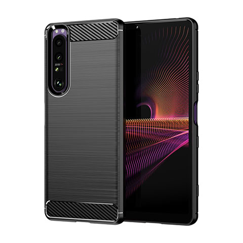 Coque Silicone Housse Etui Gel Line pour Sony Xperia 1 III Noir