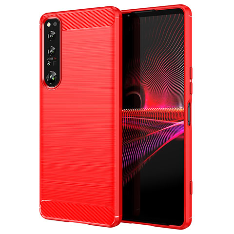 Coque Silicone Housse Etui Gel Line pour Sony Xperia 1 IV Rouge