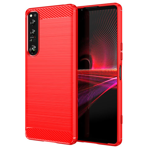 Coque Silicone Housse Etui Gel Line pour Sony Xperia 1 IV SO-51C Rouge