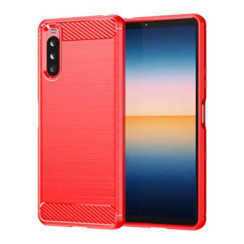 Coque Silicone Housse Etui Gel Line pour Sony Xperia 10 III SO-52B Rouge