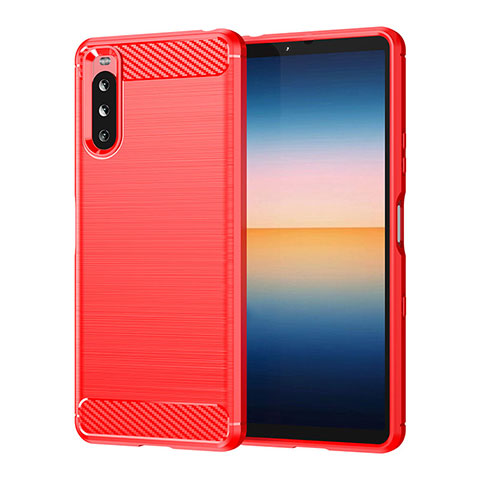 Coque Silicone Housse Etui Gel Line pour Sony Xperia 10 III SOG04 Rouge