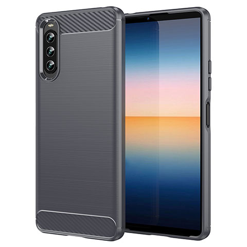 Coque Silicone Housse Etui Gel Line pour Sony Xperia 10 IV Gris