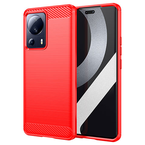 Coque Silicone Housse Etui Gel Line pour Xiaomi Mi 13 Lite 5G Rouge