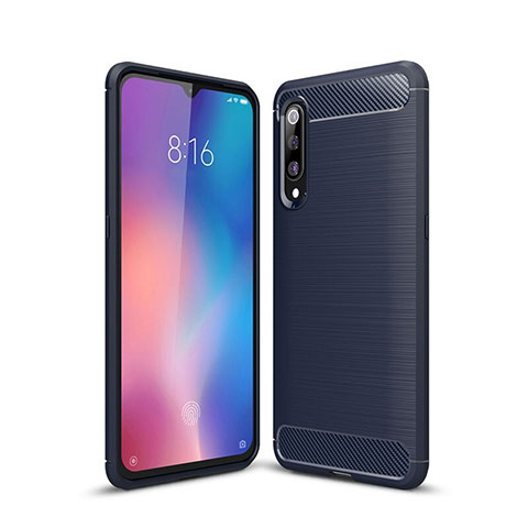 Coque Silicone Housse Etui Gel Line pour Xiaomi Mi 9 Bleu