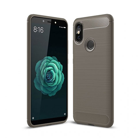 Coque Silicone Housse Etui Gel Line pour Xiaomi Mi A2 Gris