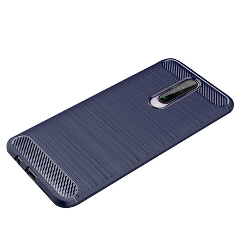 Coque Silicone Housse Etui Gel Line pour Xiaomi Poco X2 Bleu