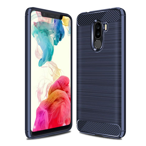 Coque Silicone Housse Etui Gel Line pour Xiaomi Pocophone F1 Bleu