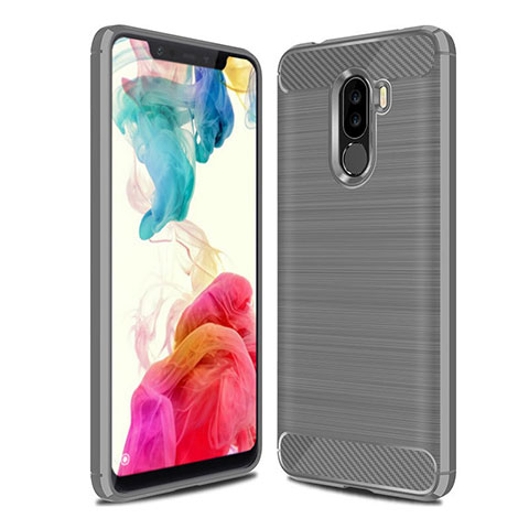 Coque Silicone Housse Etui Gel Line pour Xiaomi Pocophone F1 Gris