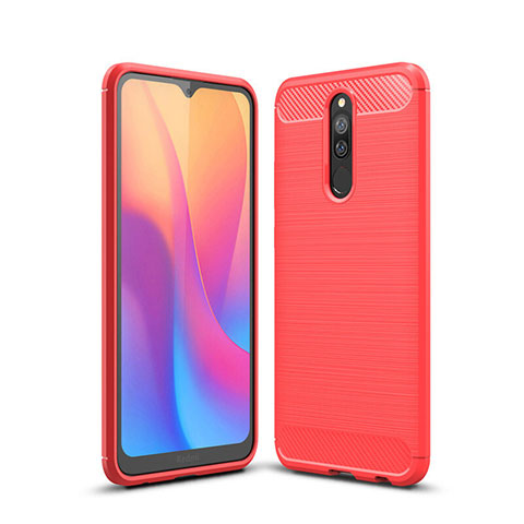 Coque Silicone Housse Etui Gel Line pour Xiaomi Redmi 8 Rouge