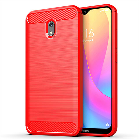 Coque Silicone Housse Etui Gel Line pour Xiaomi Redmi 8A Rouge