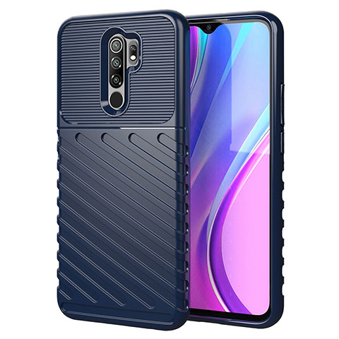 Coque Silicone Housse Etui Gel Line pour Xiaomi Redmi 9 Bleu