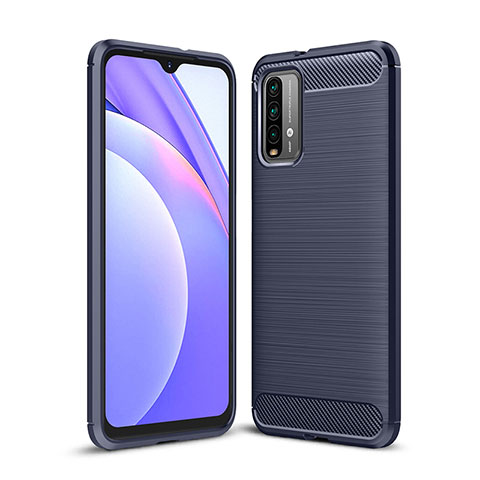 Coque Silicone Housse Etui Gel Line pour Xiaomi Redmi 9 Power Bleu