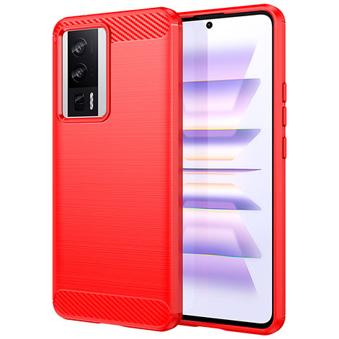 Coque Silicone Housse Etui Gel Line pour Xiaomi Redmi K60 5G Rouge