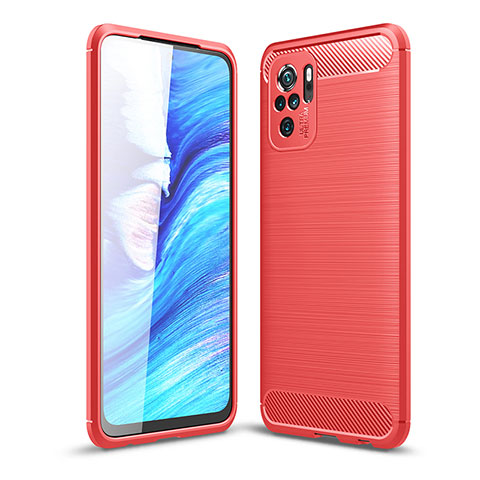 Coque Silicone Housse Etui Gel Line pour Xiaomi Redmi Note 10S 4G Rouge