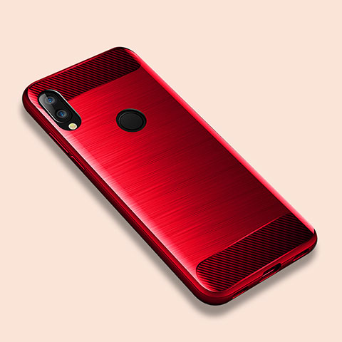 Coque Silicone Housse Etui Gel Line pour Xiaomi Redmi Note 7 Pro Rouge