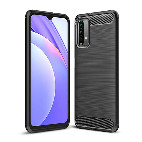 Coque Silicone Housse Etui Gel Line pour Xiaomi Redmi Note 9 4G Noir