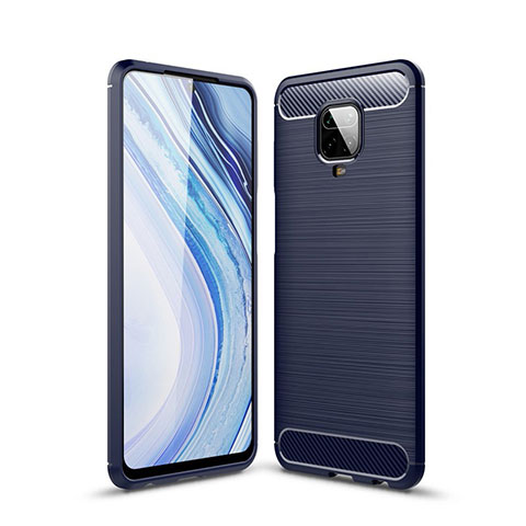 Coque Silicone Housse Etui Gel Line pour Xiaomi Redmi Note 9 Pro Bleu