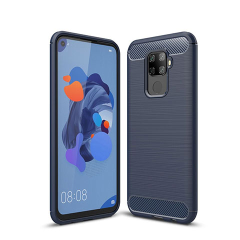 Coque Silicone Housse Etui Gel Line S01 pour Huawei Mate 30 Lite Bleu