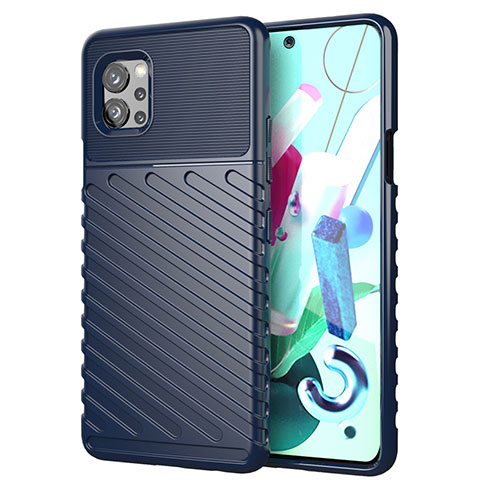 Coque Silicone Housse Etui Gel Line S01 pour LG Q92 5G Bleu