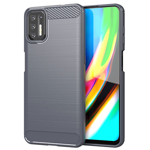 Coque Silicone Housse Etui Gel Line S01 pour Motorola Moto G9 Plus Gris