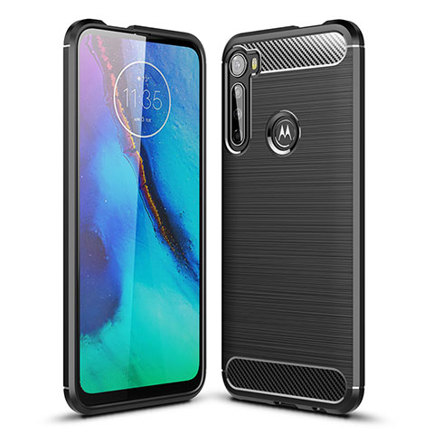 Coque Silicone Housse Etui Gel Line S01 pour Motorola Moto One Fusion Plus Noir