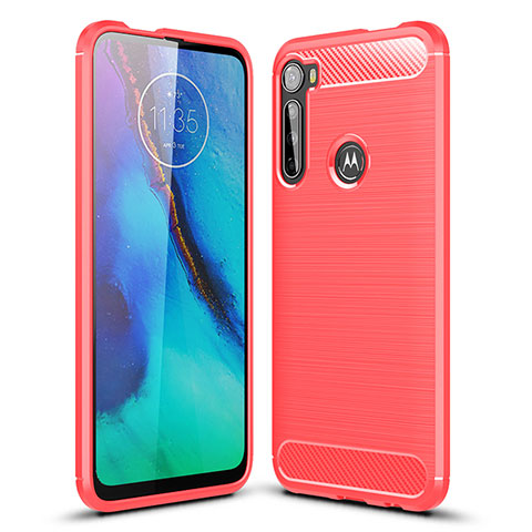 Coque Silicone Housse Etui Gel Line S01 pour Motorola Moto One Fusion Plus Rouge