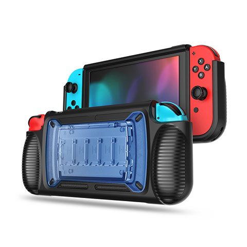 Coque Silicone Housse Etui Gel Line S01 pour Nintendo Switch Bleu