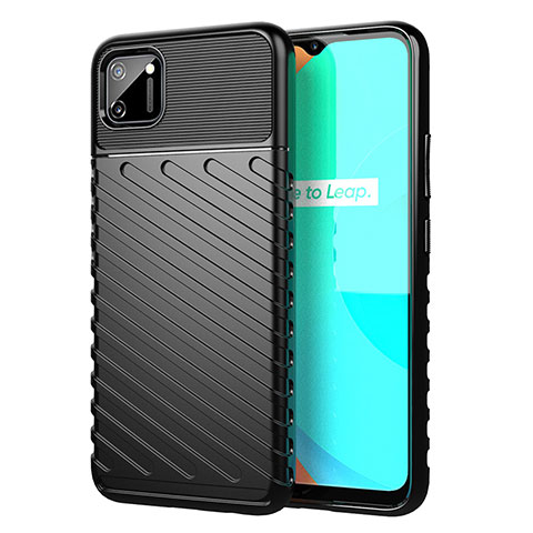 Coque Silicone Housse Etui Gel Line S01 pour Realme C11 Noir