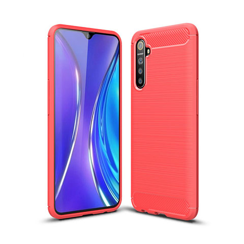 Coque Silicone Housse Etui Gel Line S01 pour Realme X2 Rouge