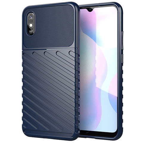 Coque Silicone Housse Etui Gel Line S01 pour Xiaomi Redmi 9A Bleu