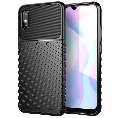 Coque Silicone Housse Etui Gel Line S01 pour Xiaomi Redmi 9AT Noir